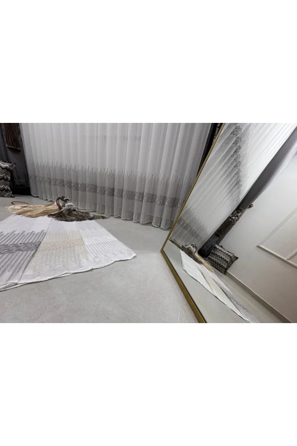 NİVEMESHOME GÜMÜŞ DSN:2502 V-105 1/3 SIK PİLELİ TÜL PERDE APM