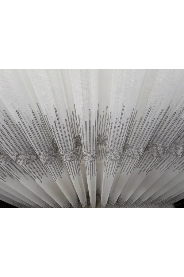 NİVEMESHOME GÜMÜŞ DSN:2502 V-105 1/3 SIK PİLELİ TÜL PERDE APM