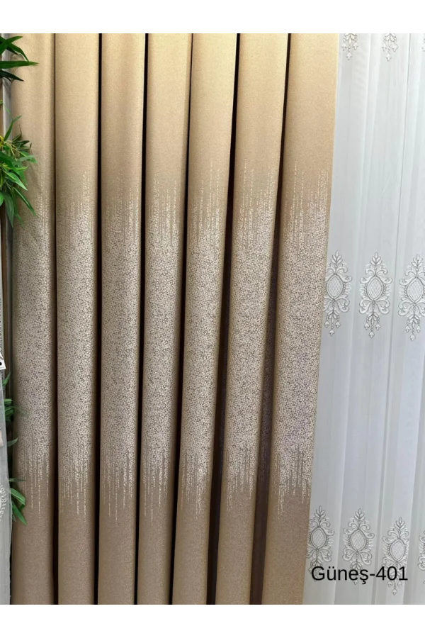 NİVEMESHOME GÜNEŞ FT632121 ALTIN V-401 1/3 SIK PİLELİ FON PERDE APM