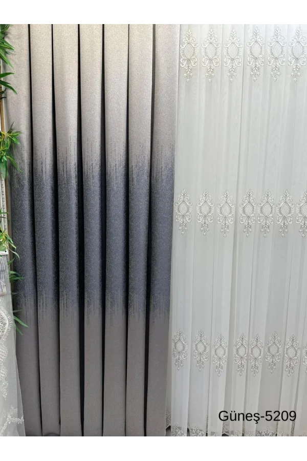 NİVEMESHOME GÜNEŞ FT632121 GÜMÜŞ V-5209 1/3 SIK PİLELİ FON PERDE APM