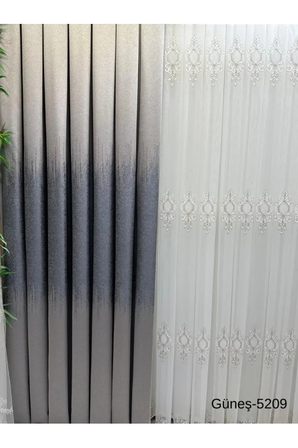 NİVEMESHOME GÜNEŞ FT632121 GÜMÜŞ V-5209 1/3 SIK PİLELİ FON PERDE APM