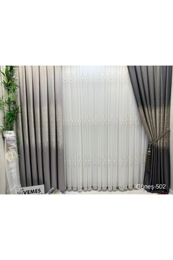 NİVEMESHOME GÜNEŞ FT632121 الأزرق الداكن V-502 1/3 الستائر الشبكية الكثيفة APM