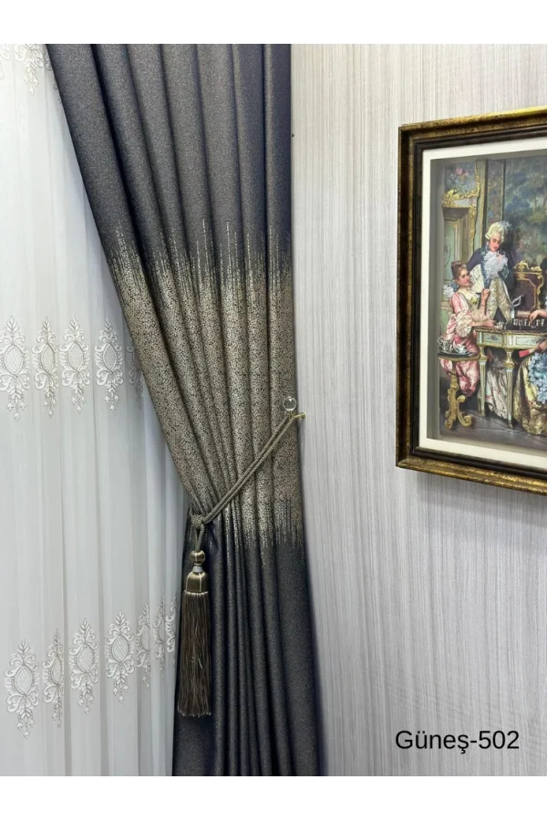 NİVEMESHOME GÜNEŞ FT632121 الأزرق الداكن V-502 1/3 الستائر الشبكية الكثيفة APM