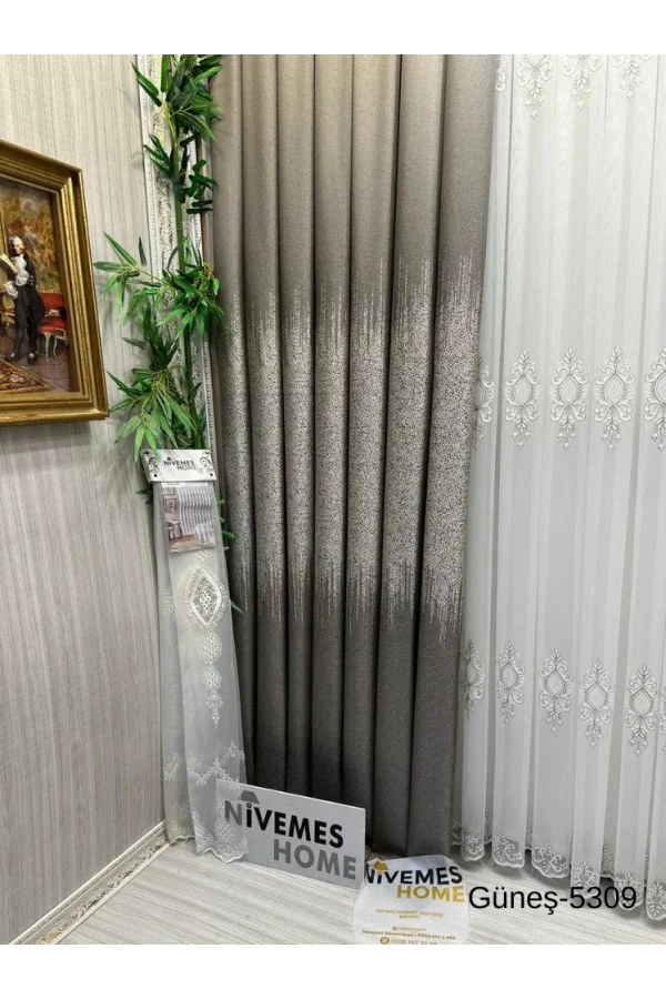 NİVEMESHOME SUN FT632121EARTH V-5309 1/3 DENSE PILE CURTAIN APM