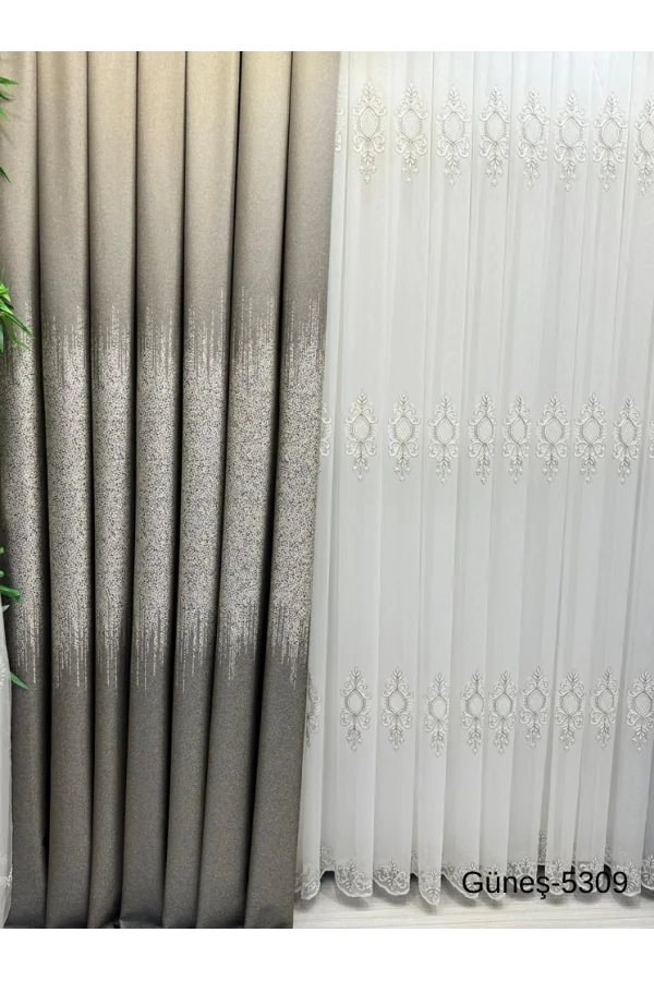 NİVEMESHOME SUN FT632121EARTH V-5309 1/3 DENSE PILE CURTAIN APM