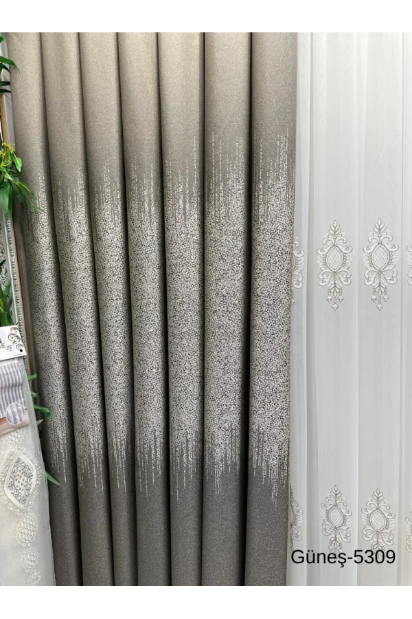 NİVEMESHOME SUN FT632121EARTH V-5309 1/3 DENSE PILE CURTAIN APM