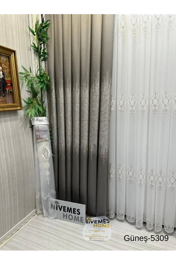 NİVEMESHOME SUN FT632121EARTH V-5309 1/3 DENSE PILE CURTAIN APM
