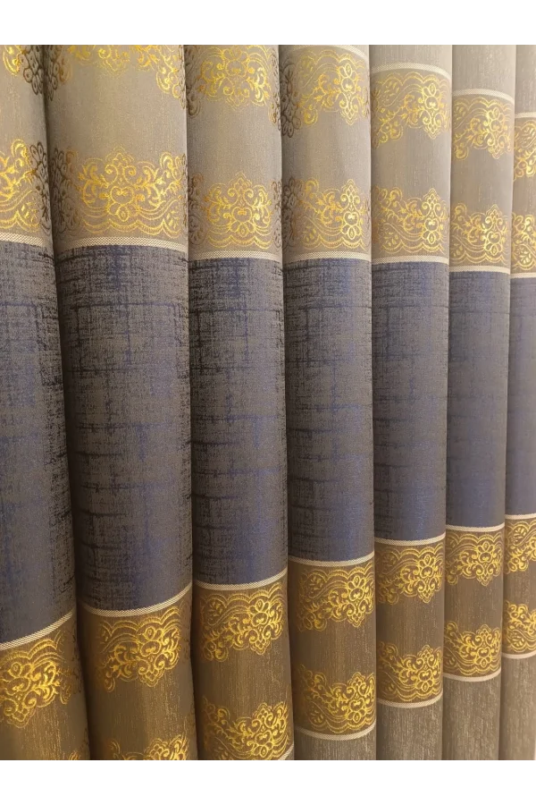 NİVEMESHOME GÜNİZ FJ631663 V-503 TAŞ-GOLD 1/3 SIK PİLELİ FON PERDE APM