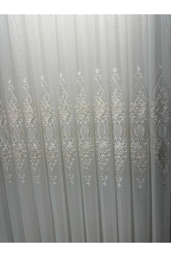 NİVEMESHOME HARBİYE GOLD DETAYLI 1/3 SIK PİLELİ TÜL PERDE APM