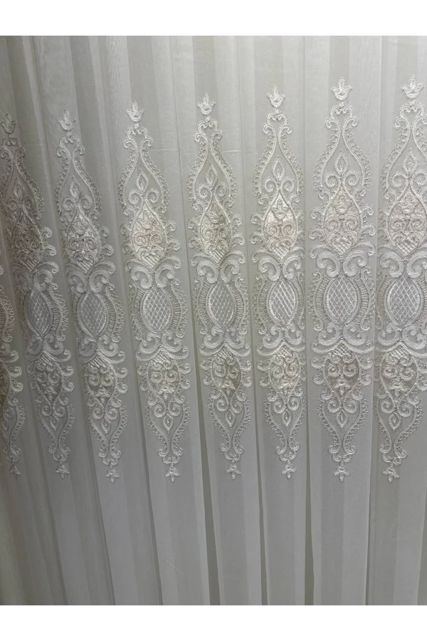 NİVEMESHOME HARBİYE GOLD DETAYLI 1/3 SIK PİLELİ TÜL PERDE APM