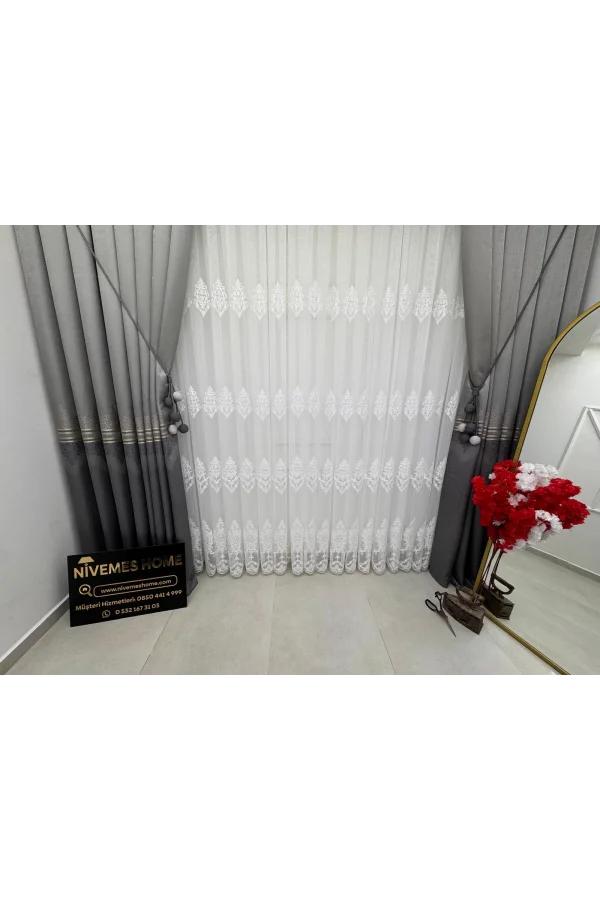 NİVEMESHOME HARE 1/3 PİLELİ TÜL PERDE APM