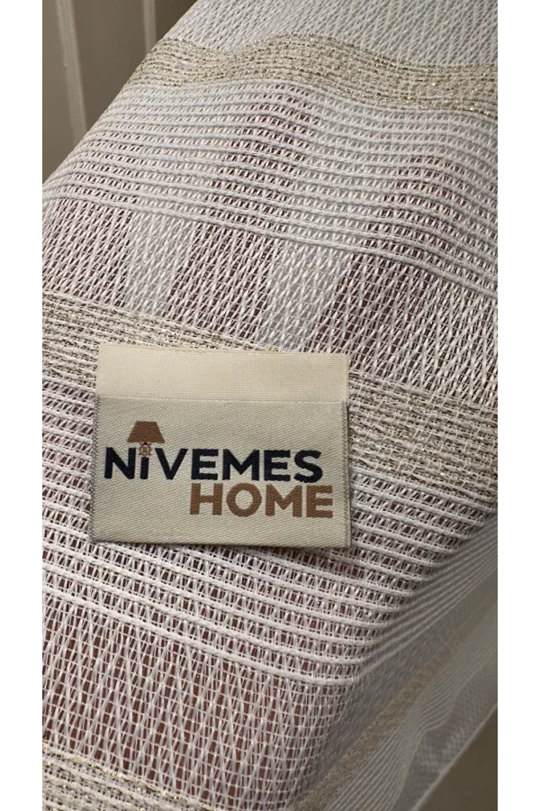 NİVEMESHOME HAVEN 3023 GOLD DETAYLI 1/2,5 SIK PİLELİ TÜL PERDE APM