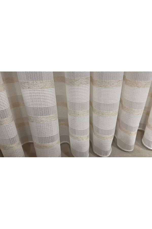 NİVEMESHOME HAVEN 3023 GOLD DETAYLI 1/2,5 SIK PİLELİ TÜL PERDE APM