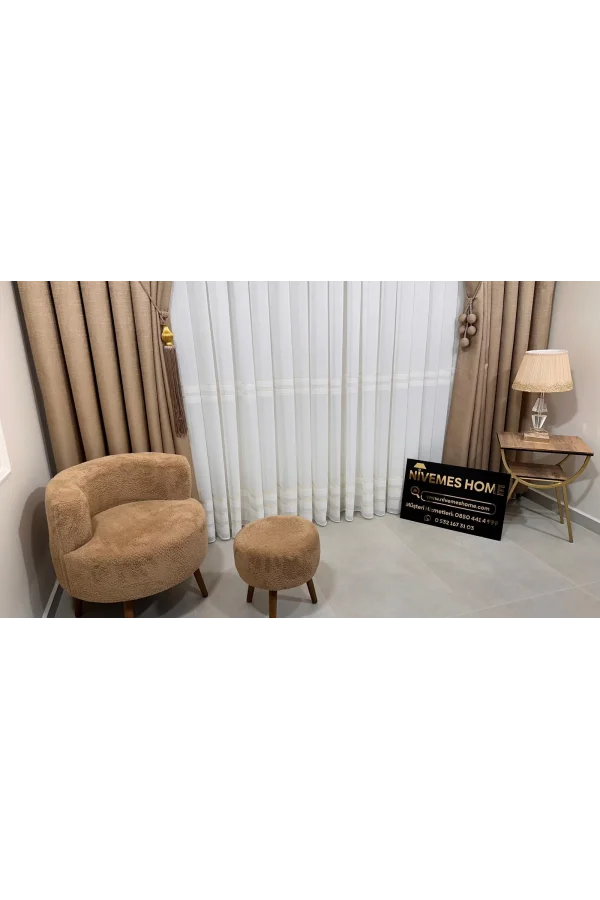 NİVEMESHOME HAVEN 3023 GOLD DETAYLI 1/2,5 SIK PİLELİ TÜL PERDE APM