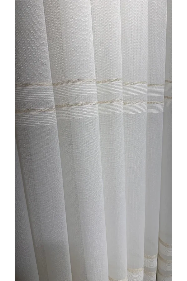 NİVEMESHOME HAVEN 3023 GOLD DETAYLI 1/2,5 SIK PİLELİ TÜL PERDE APM