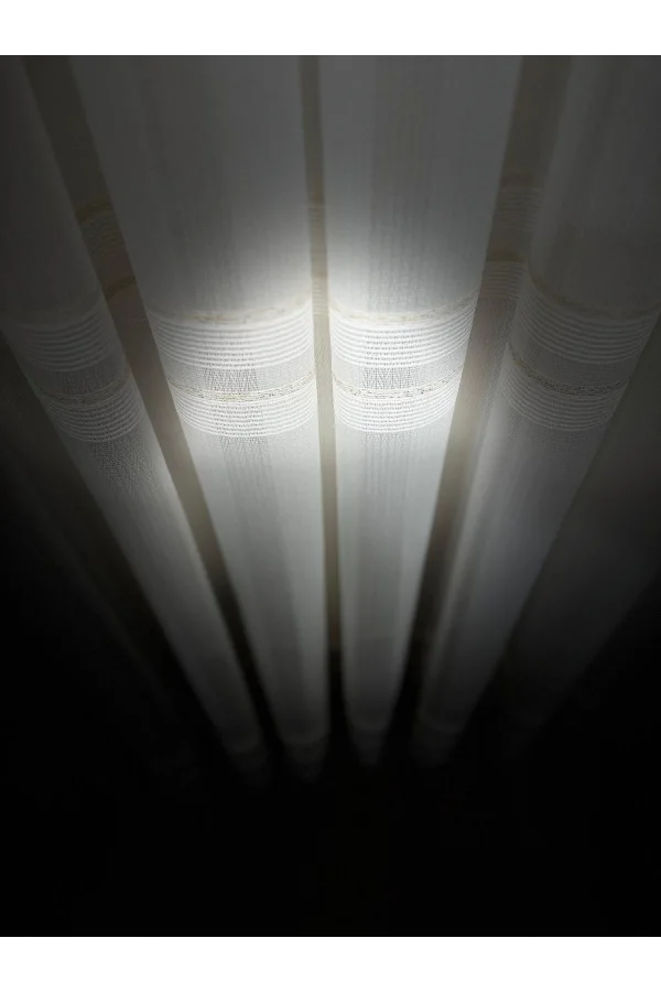 NİVEMESHOME HAVEN 3023 GOLD DETAYLI 1/3 SIK PİLELİ TÜL PERDE APM