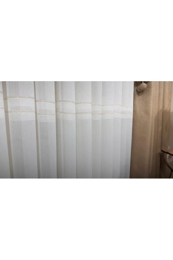 NİVEMESHOME HAVEN 3023 GOLD DETAYLI 1/3 SIK PİLELİ TÜL PERDE APM