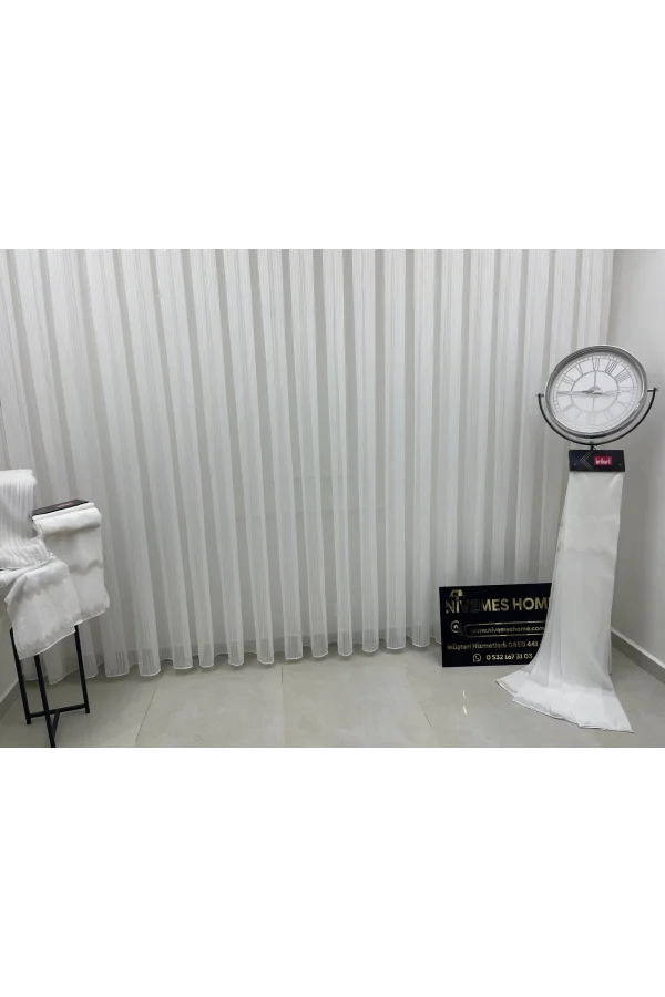 NİVEMESHOME HAYAL 15 ŞEFFAF EKRU TÜL PERDE 1/3 SIK PİLELİ TÜL PERDE