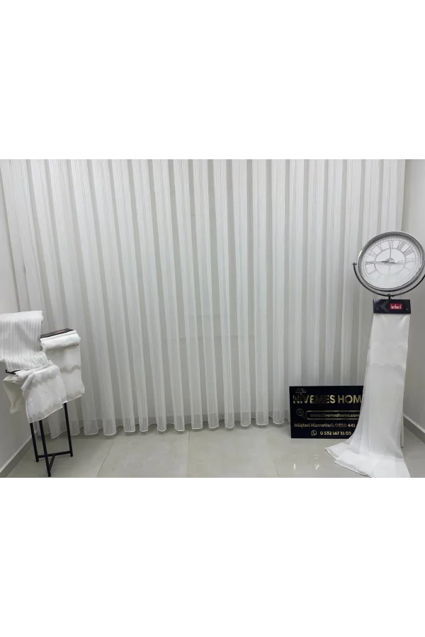 NİVEMESHOME HAYAL 15 ŞEFFAF EKRU TÜL PERDE 1/3 SIK PİLELİ TÜL PERDE