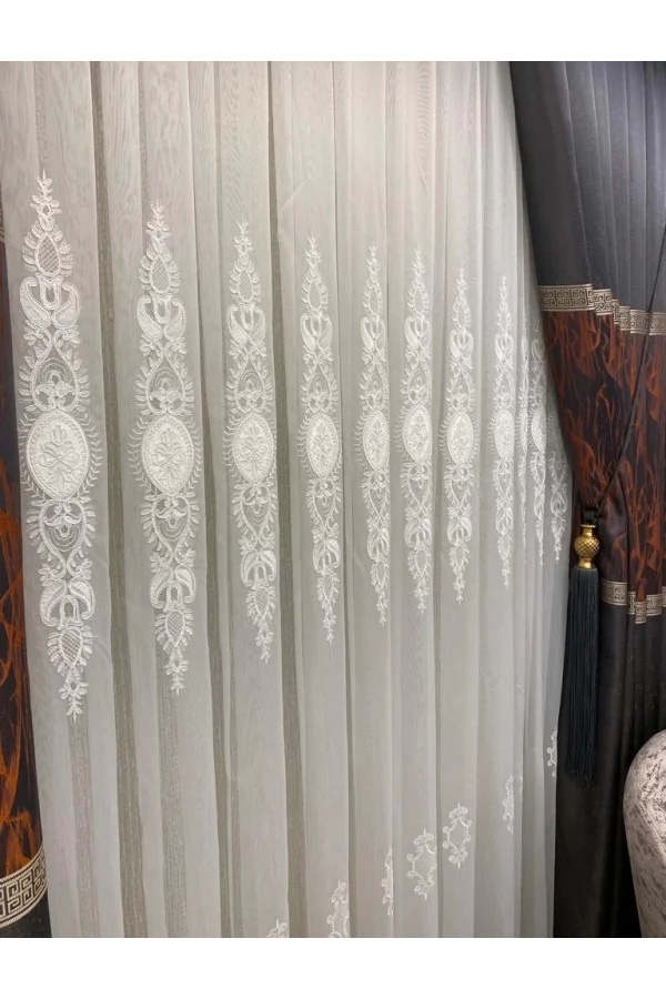 NIVEMESHOME TRAUMHAFT GESTICKTER 1/3 DICKER HAUFEN TÜLL VORHANG APM