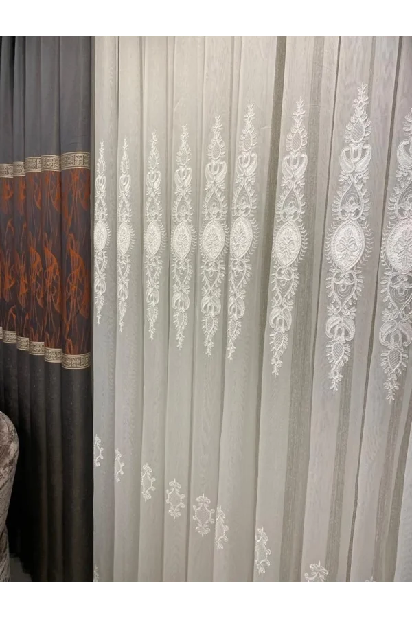 NIVEMESHOME TRAUMHAFT GESTICKTER 1/3 DICKER HAUFEN TÜLL VORHANG APM