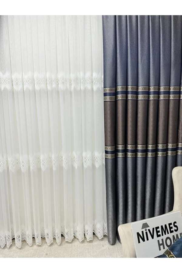 NİVEMESHOME HAYALLİFE PETRA V-2531 1/3 SIK PİLELİ FON PERDE
