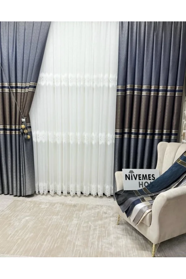 NİVEMESHOME HAYALLİFE PETRA V-2531 1/3 SIK PİLELİ FON PERDE
