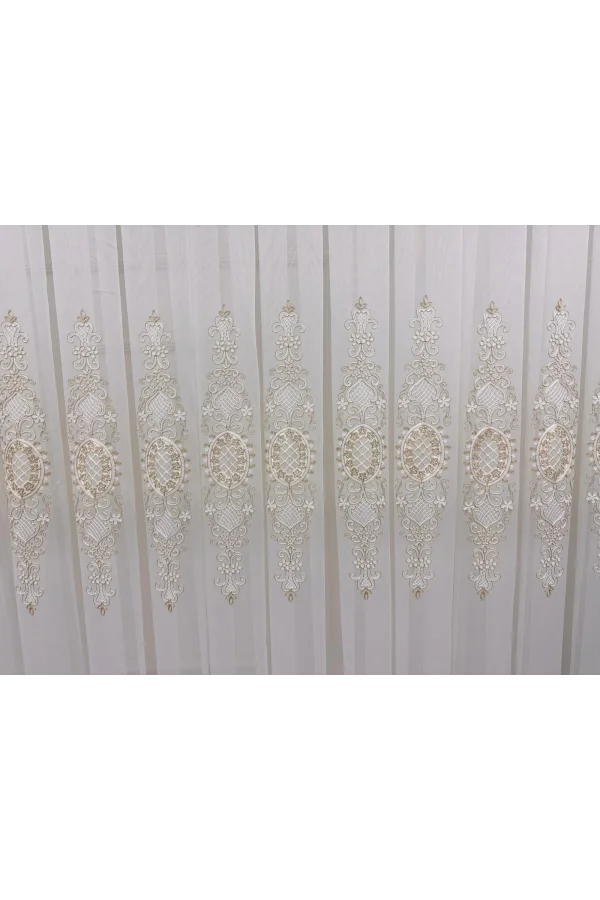 NİVEMESHOME HÜRREM GOLD DETAYLI 1/3 SIK PİLELİ TÜL PERDE APM