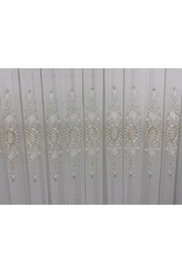 NİVEMESHOME HÜRREM GOLD DETAYLI 1/3 SIK PİLELİ TÜL PERDE APM