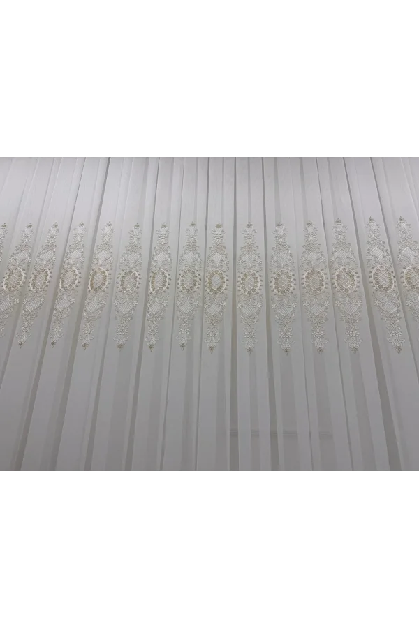 NİVEMESHOME HÜRREM GOLD DETAYLI 1/3 SIK PİLELİ TÜL PERDE APM