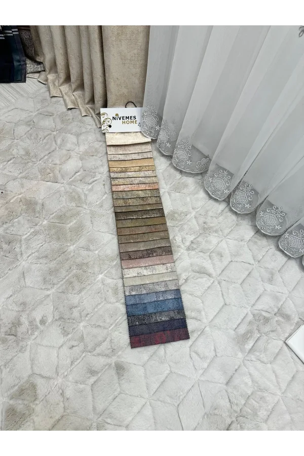 NİVEMESHOME HÜRREM GÜMÜŞ DETAYLI 1/3 SIK PİLELİ TÜL PERDE APM