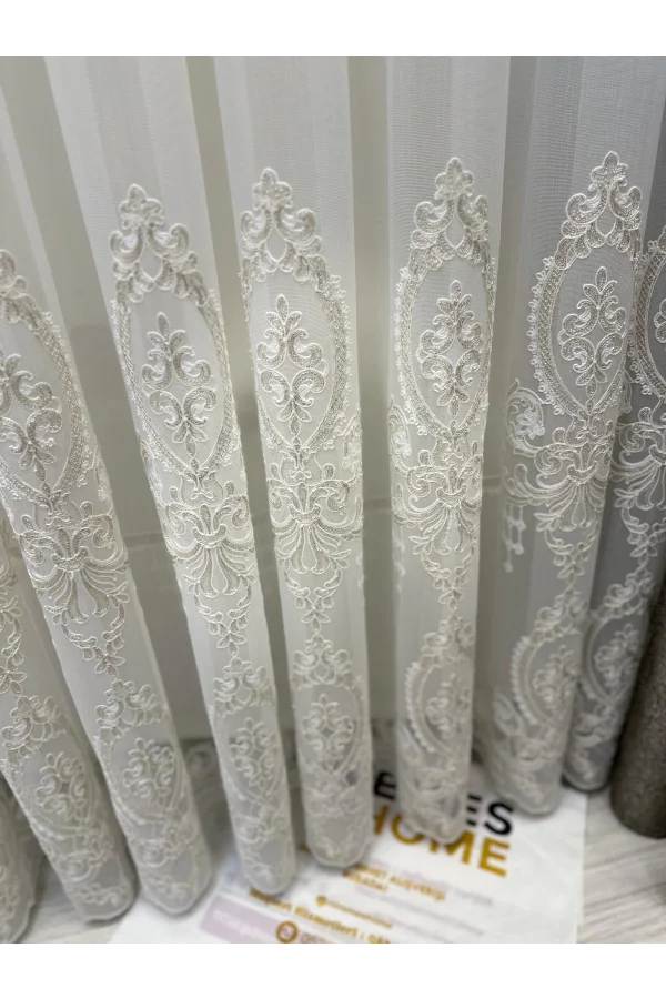 NİVEMESHOME HÜZZAM ALTIN DETAYLI 1/3 SIK PİLELİ TÜL PERDE APM