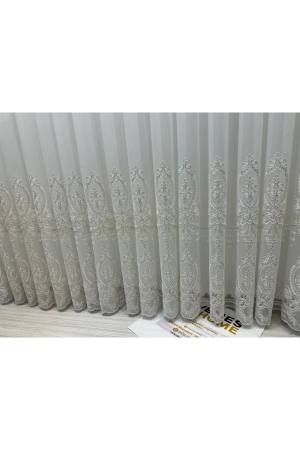 NİVEMESHOME HÜZZAM ALTIN DETAYLI 1/3 SIK PİLELİ TÜL PERDE APM