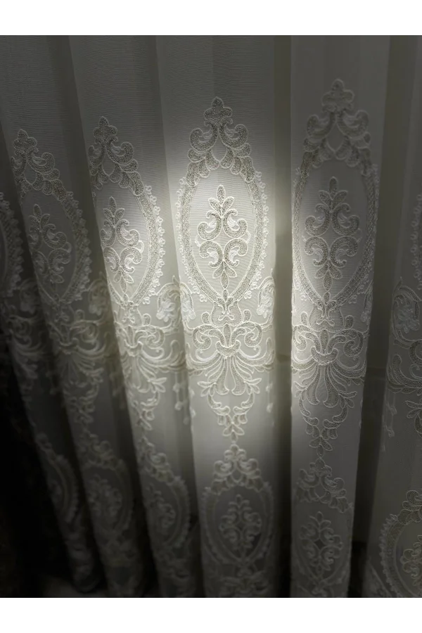 NİVEMESHOME HÜZZAM ALTIN DETAYLI 1/3 SIK PİLELİ TÜL PERDE APM