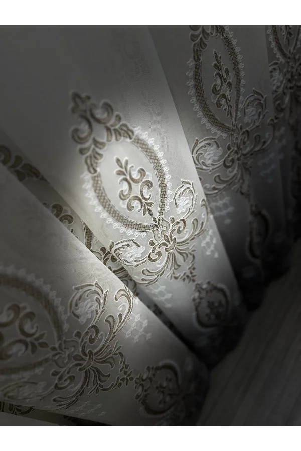 NİVEMESHOME HÜZZAM GOLD DETAYLI 1/3 SIK PİLELİ TÜL PERDE APM