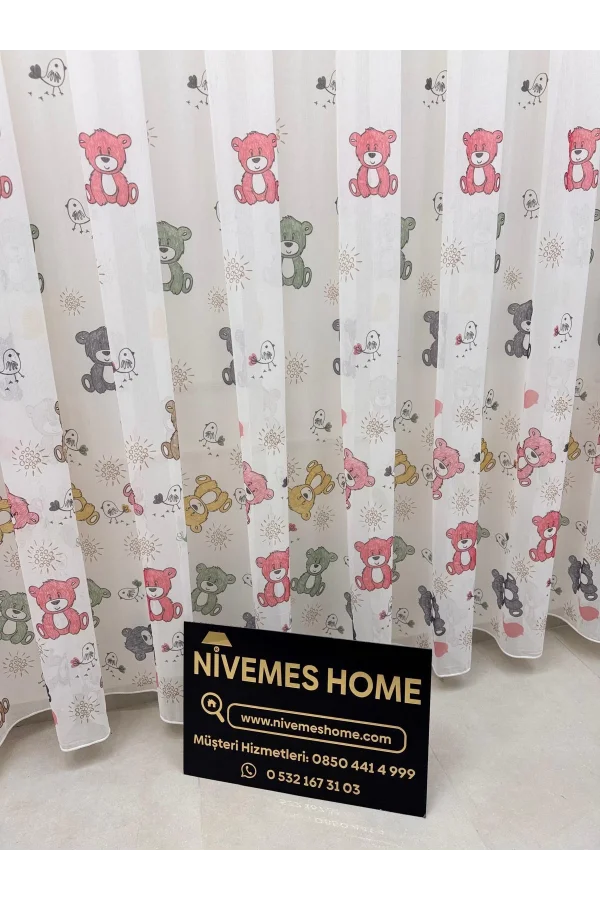 NİVEMESHOME HYL00009.801 ESTE BEAR KINDERZIMMER 1/2.5 AKKU TÜLLVORHANG ROSA APM