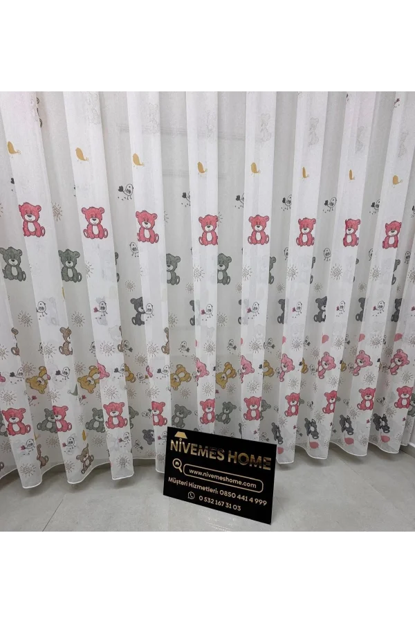 NİVEMESHOME HYL00009.801 ESTE BEAR KINDERZIMMER 1/2.5 AKKU TÜLLVORHANG ROSA APM