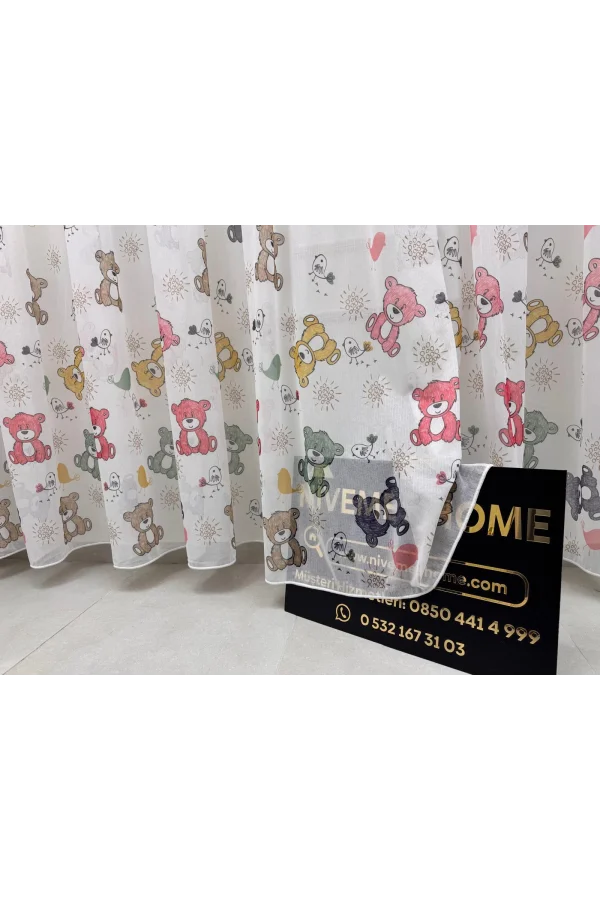 NİVEMESHOME HYL00009.801 ESTE BEAR KINDERZIMMER 1/2.5 AKKU TÜLLVORHANG ROSA APM