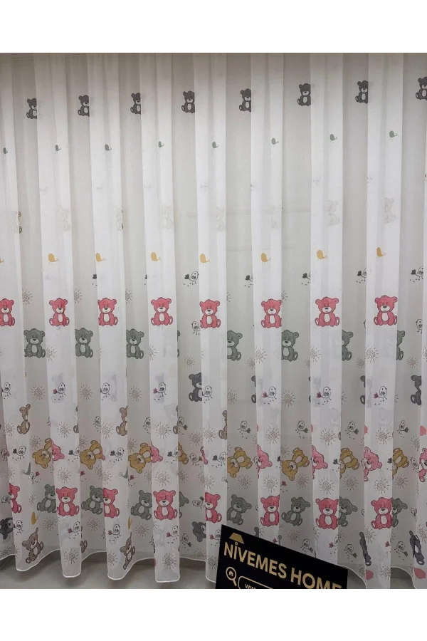 NİVEMESHOME HYL00009.801 ESTE BEAR KINDERZIMMER 1/2.5 AKKU TÜLLVORHANG ROSA APM