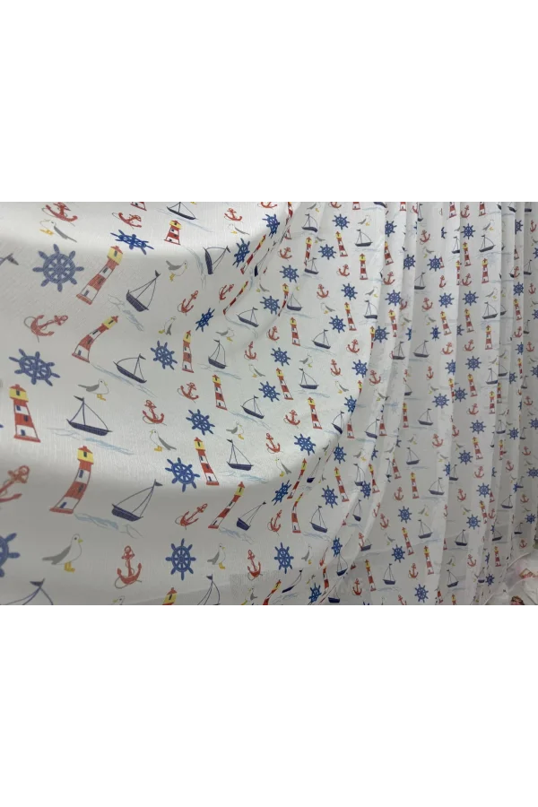 NİVEMESHOME HYL00009.801 PRD55293 КОМПЛЕКТ ДЕТСКОЙ КОМНАТЫ С УЗОРОМ КОРАБЛЯ, ПОЛОТЕНЦЕ ДЛЯ ШТОР С УШАМИ 1/2.5 PILE APM