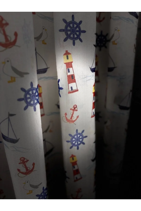 NİVEMESHOME HYL00009.801 PRD55293 КОМПЛЕКТ ДЕТСКОЙ КОМНАТЫ С УЗОРОМ КОРАБЛЯ, ПОЛОТЕНЦЕ ДЛЯ ШТОР С УШАМИ 1/2.5 PILE APM