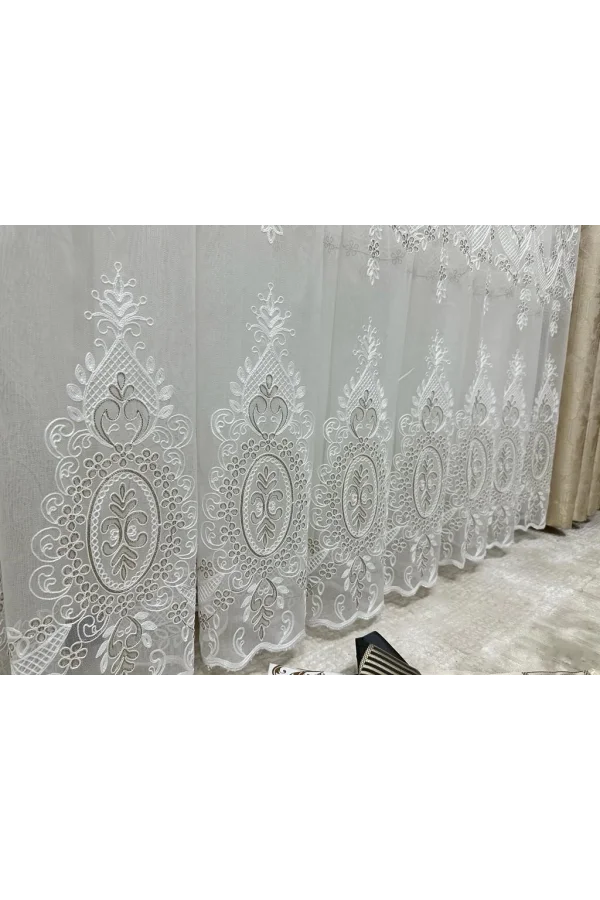 NİVEMESHOME ÍREM 1/3 TELA BLANCA DE TUL CON PLIEGUES APARENTE