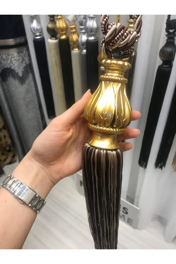 NİVEMESHOME COFFEE-BEIGE MIXED FRILLED CEILING GATHERING BRACKET