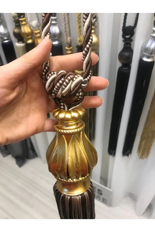 NİVEMESHOME COFFEE-BEIGE MIXED FRILLED CEILING GATHERING BRACKET