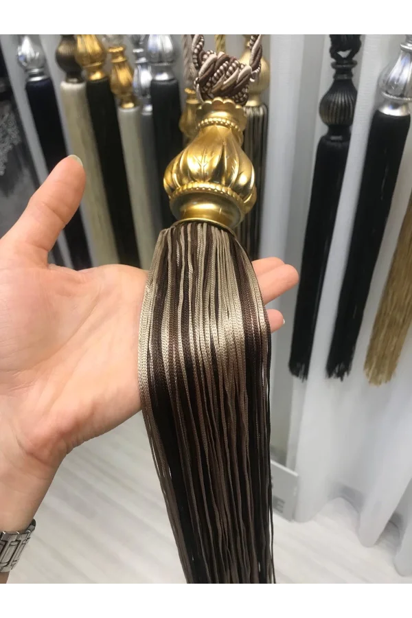 NİVEMESHOME COFFEE-BEIGE MIXED FRILLED CEILING GATHERING BRACKET