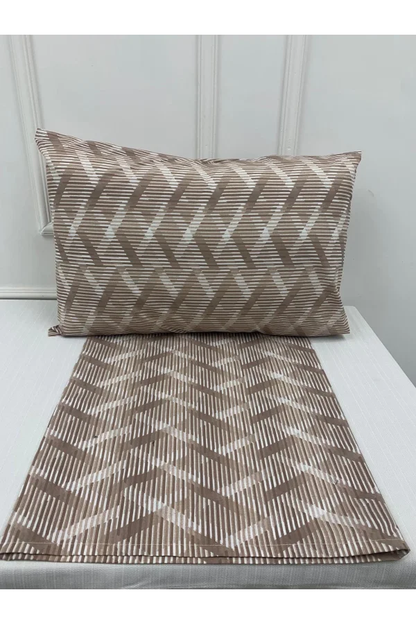 NİVEMESHOME الوسادة المزدوجة بنمط الخطوط البنية ذات الغطاء بقياس 50X70