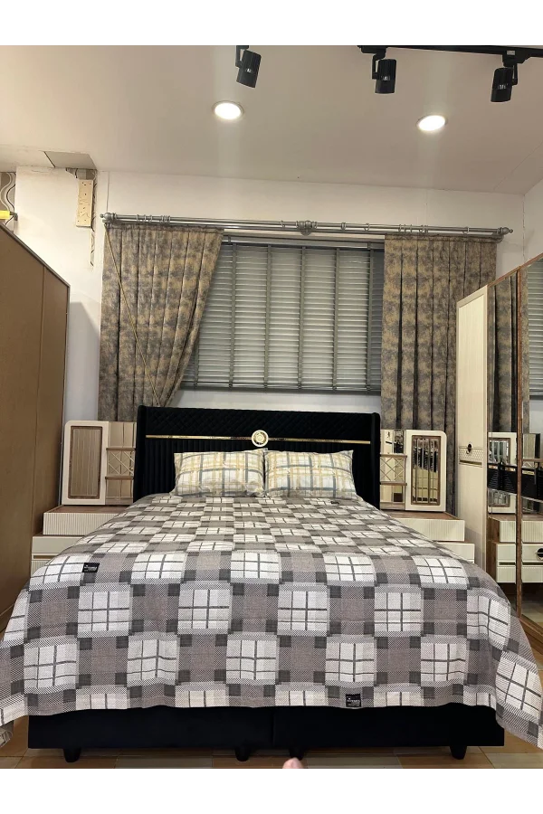 NIVEMESHOME COFFEE PATTERNED 160X230 SINGLE BEDSPREAD FOR ONE PERSON