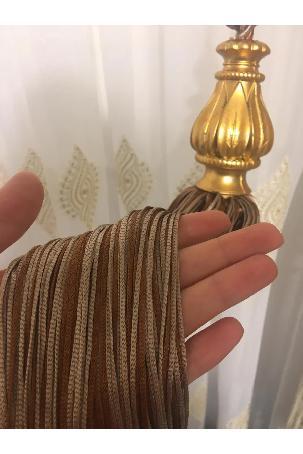 NİVEMESHOME الستارة المختلطة بين القهوة والفيزون مع جمع سقف الجلد.