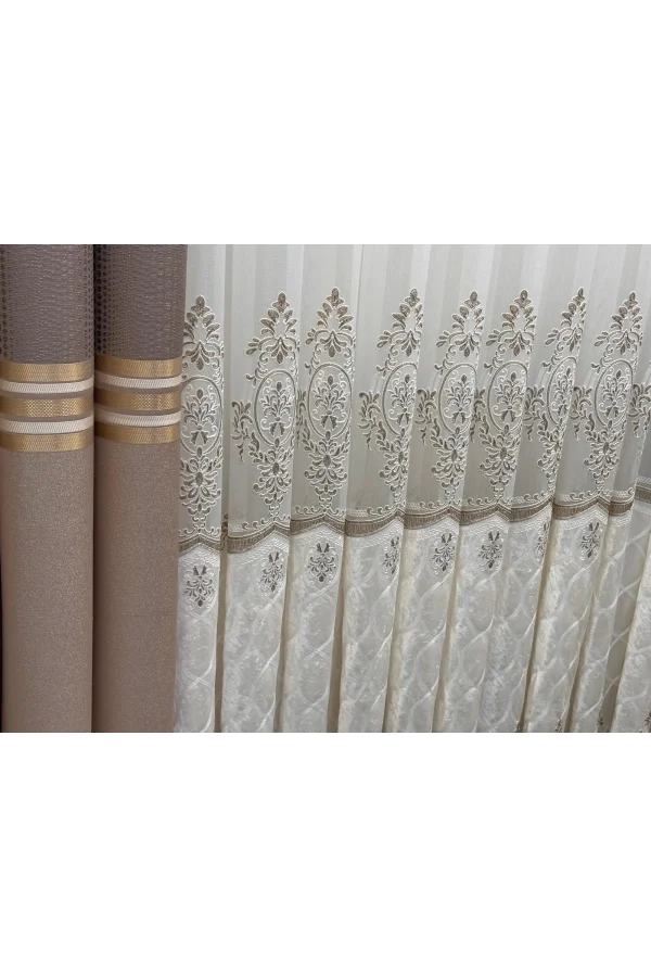 NİVEMESHOME VELVET DRIPPING 1/3 DENSE PLEATED TULLE CURTAIN APM