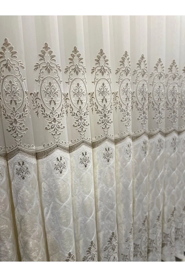 NİVEMESHOME VELVET DRIPPING 1/3 DENSE PLEATED TULLE CURTAIN APM